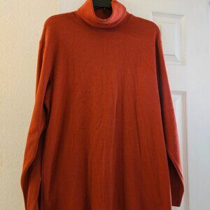NWB Vintage Closet Staple Terra Cotta Turtleneck Tunic Cotton Spandex sweater L